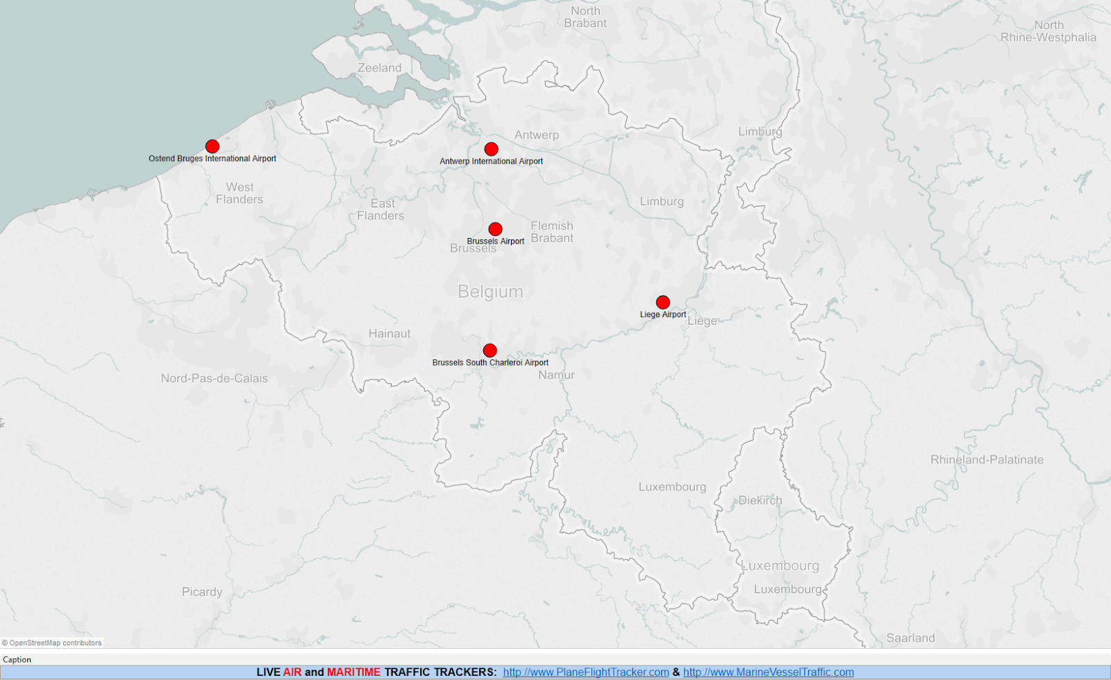 BELGIUM AIRPORTS MAP